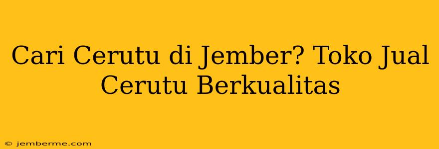 Cari Cerutu di Jember? Toko Jual Cerutu Berkualitas